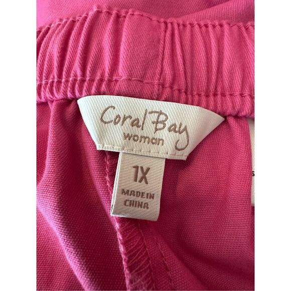 CORAL BAY Women’s 1X Pink Drawstring Capris - Picture 2 of 4